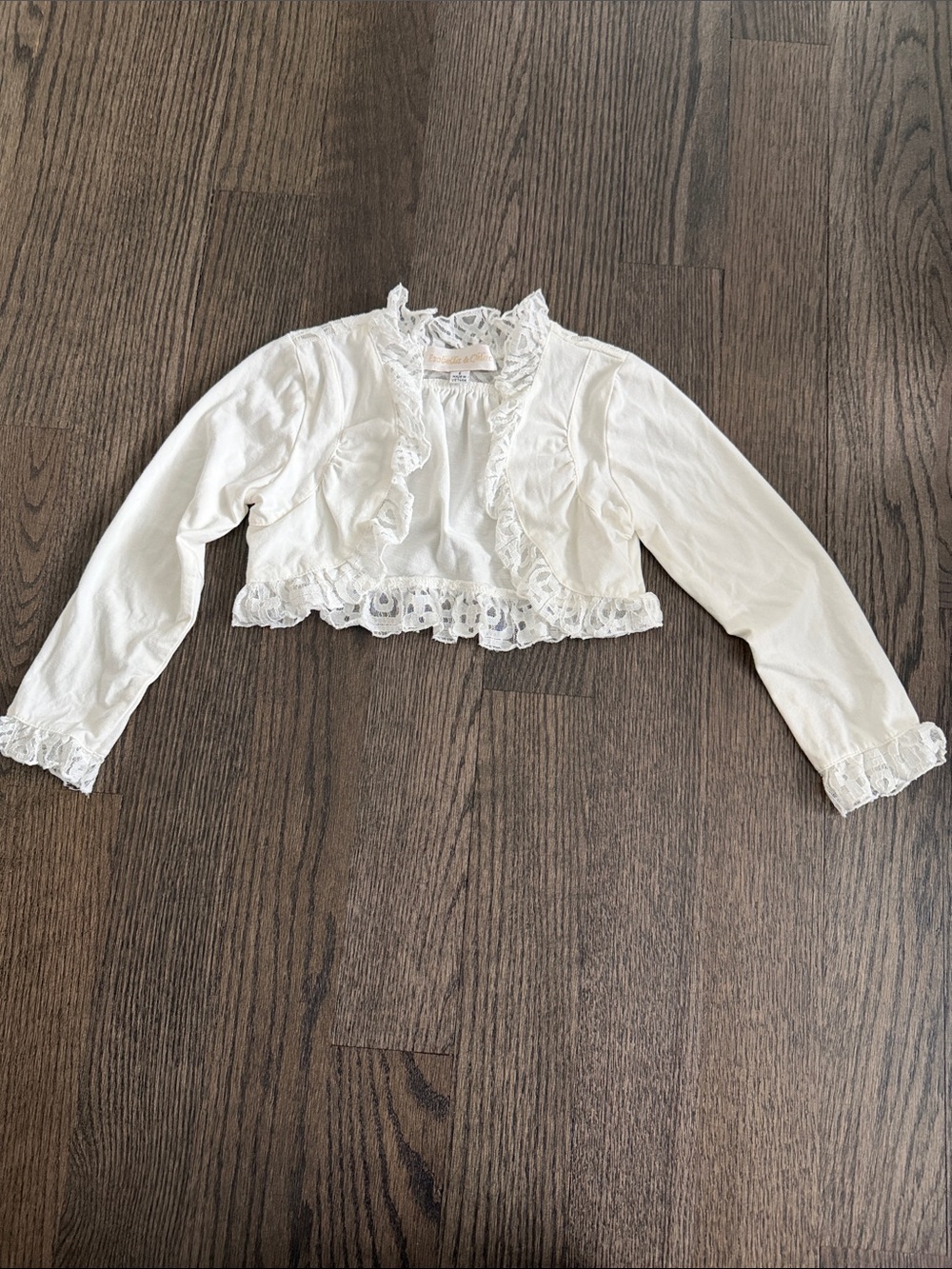 Isobella & Chloe White Lace-Trim Cropped Bolero - size 6